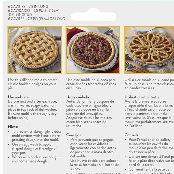 Wilton Silicone Pie Crust Lattice Braid Mold, 6-Cavity 7.5 Inches Long - Picture 5 of 5